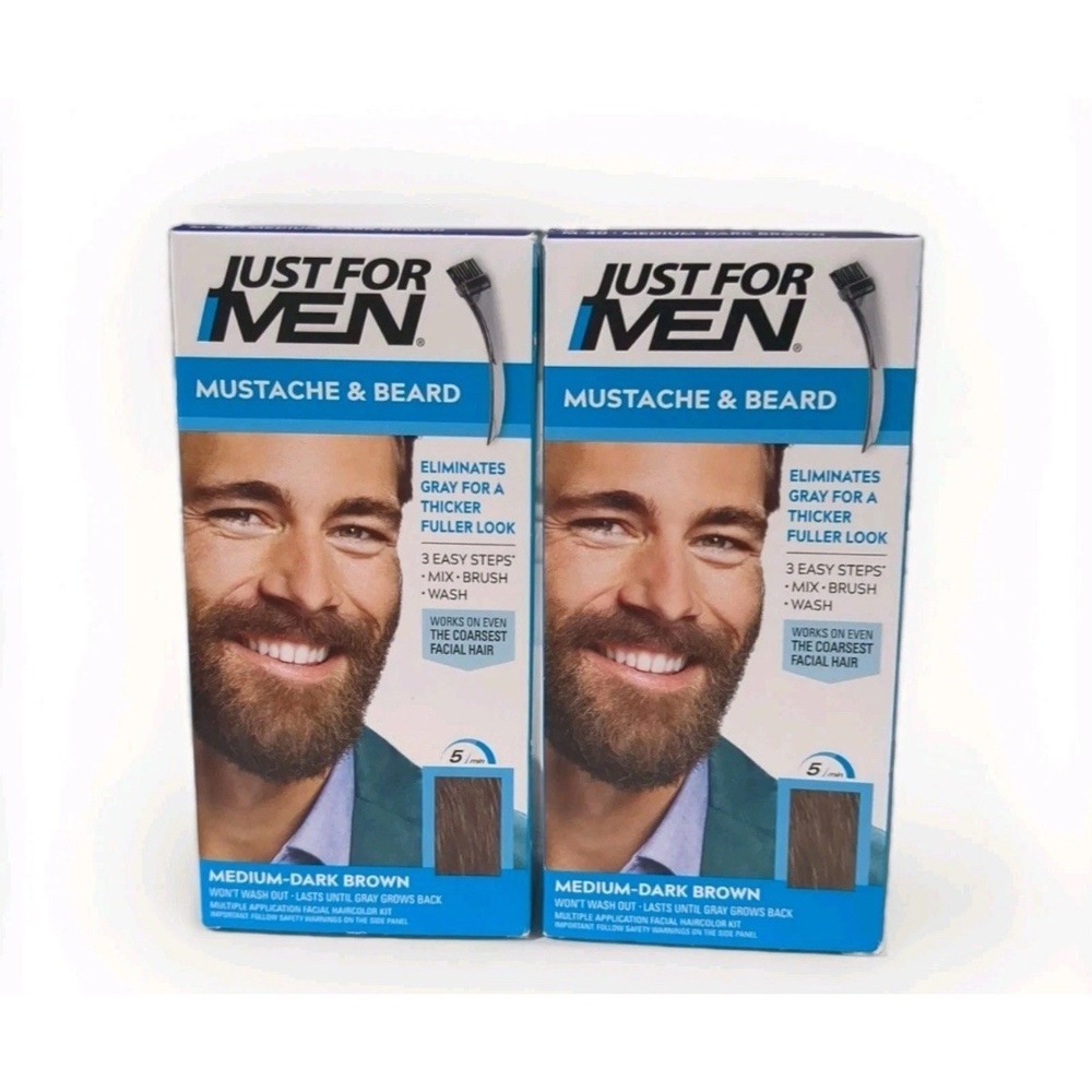 (2 Pack) Just For Men Mustache & Beard M-40 Medium Dark Brown